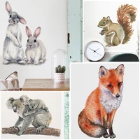 cartoon image home decoration vinyl squirrel fox koalas bird cute animals decals two bunny wall stickers rabbits mural