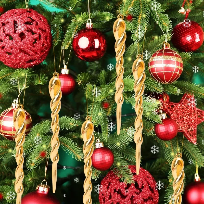 24/12 шт. рождественская имитация льда елка подвесная золотистая серебряная