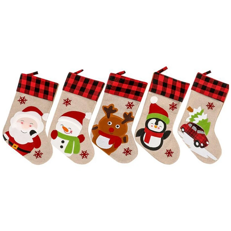 

Рождественские чулки, 5 шт., рождественские чулки, большие рождественские 3D носки, Подарочный пакет, детские конфеты, рождественские носки