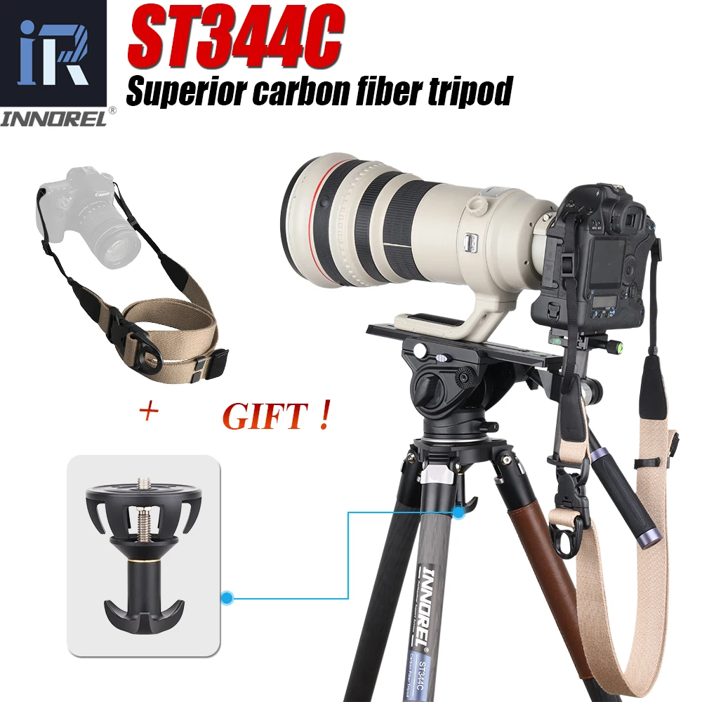 Профессиональный сверхмощный штатив ST344C из углеродного волокна, монопод 75 мм, чаша, адаптер, шаровая Головка, жидкая головка для камеры DSLR, наблюдения за птицами