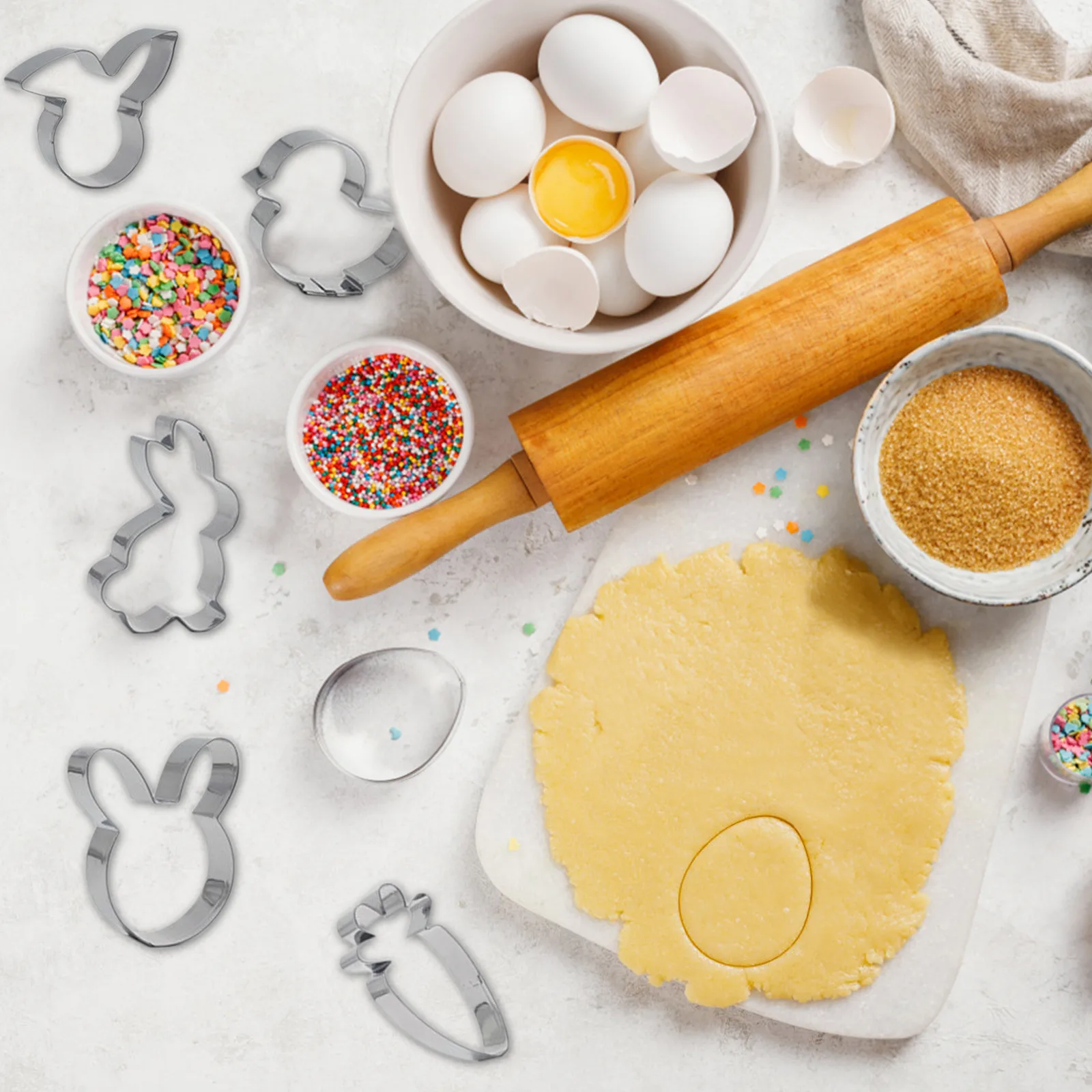 

Easter Cookie Cutters Carrot Eggs Bunny Rabbit Chick Shapes Stainless Steel Molds