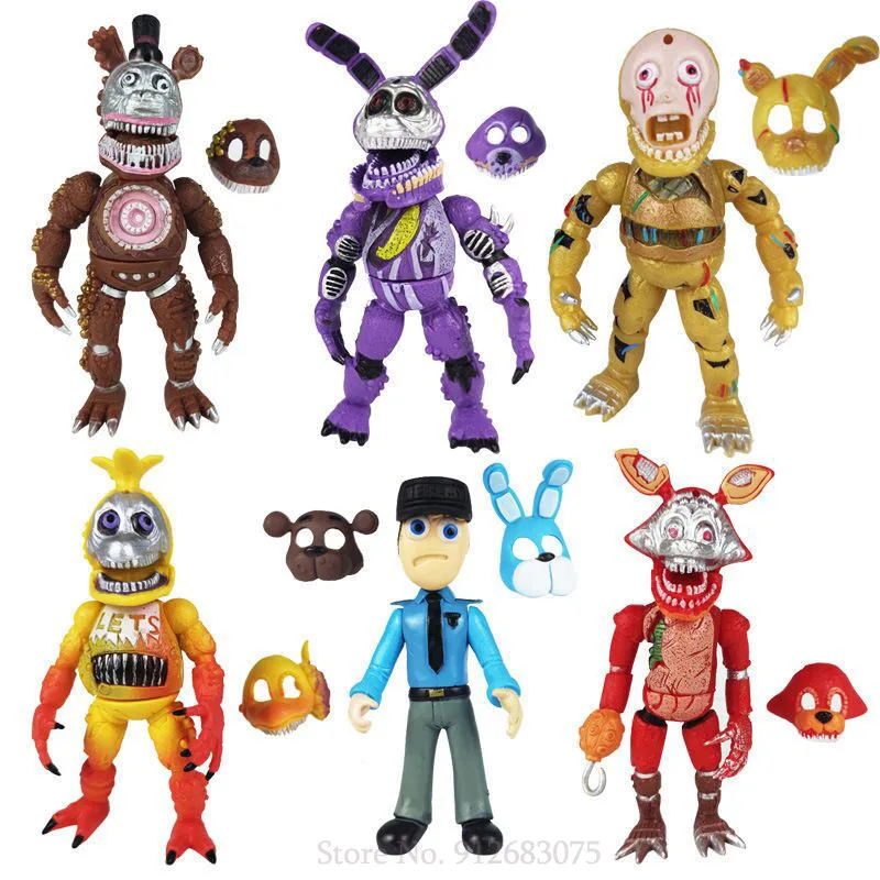 6 Pcs/Set Anime Figure Mask Style Five Night At Freddy Fnaf Cute Bonnie Bear Can Glow Freddy Toys Gifts Action Figure Pvc Model
