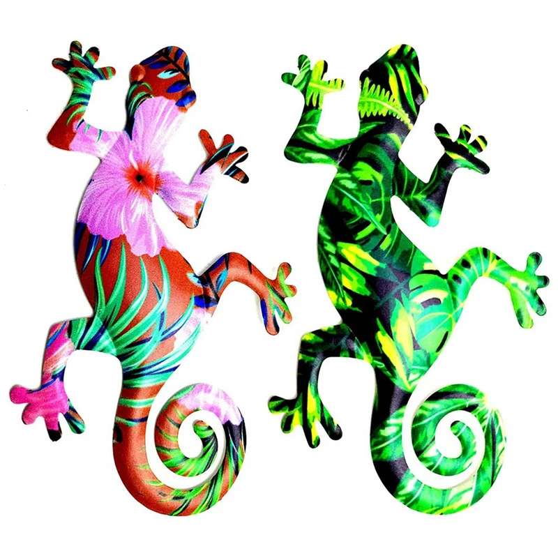 

Металлический Настенный декор Gecko, садовые украшения, настенное искусство, наружные садовые украшения, настенный забор, набор скульптур