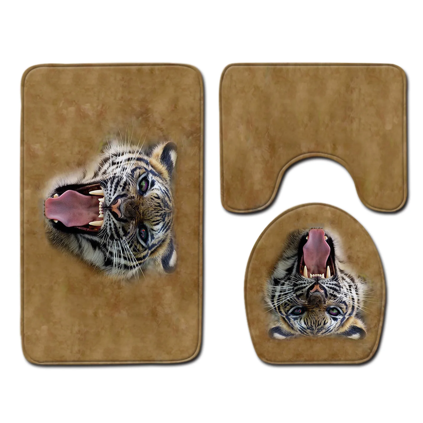 

3 шт./компл. нескользящий коврик для ванной с животным рисунком, набор U-образных ковриков для ванной комнаты, крышка для унитаза, 3 шт./компл.