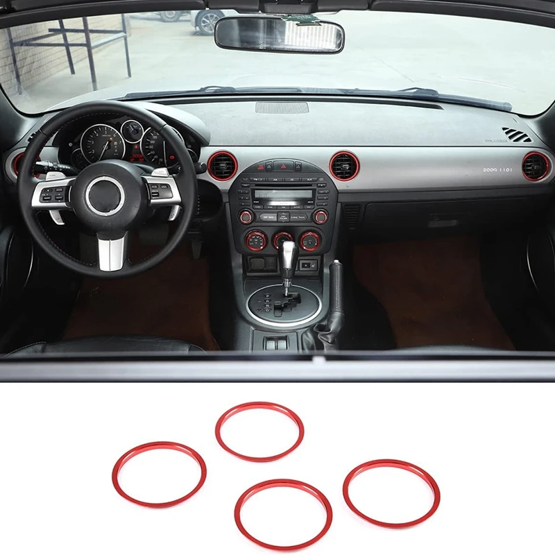 

Air Conditioning Outlet Ring Trim Decorative Aluminum Alloy For Mazda MX-5 2009-2015 Accessories (Red)