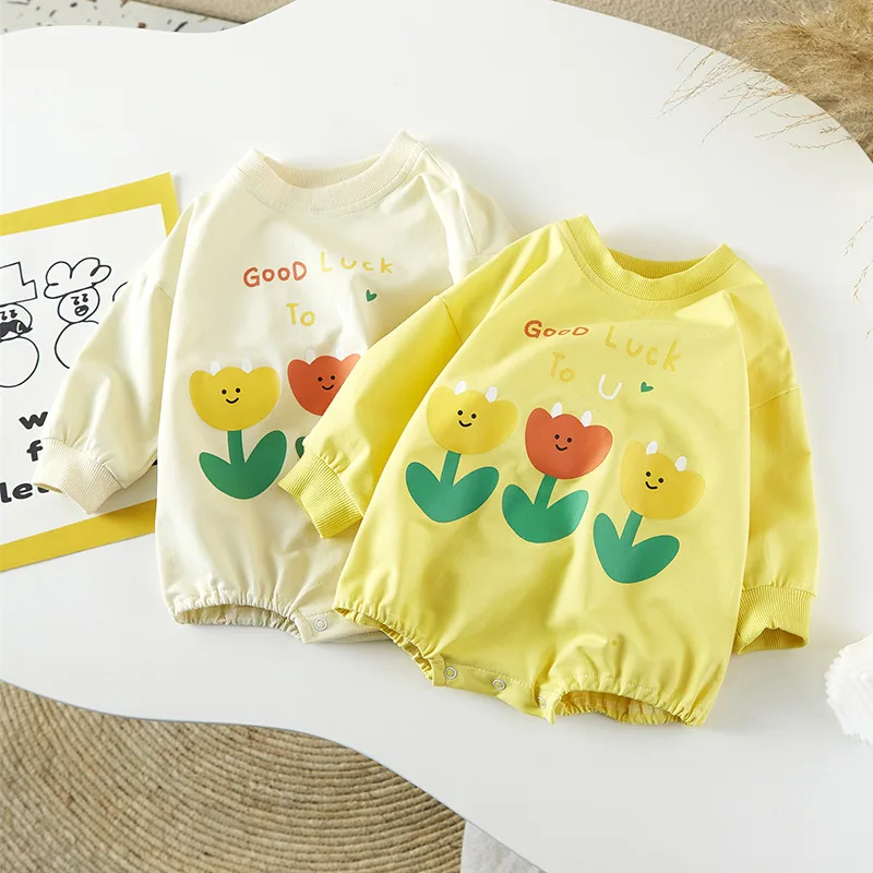 Spring Newborn Infant Kids Baby Girls Boys Hoodie Autumn Causal Bodysuits Long Sleeve Cotton Soft Jumpsuits Outfit 3-24M