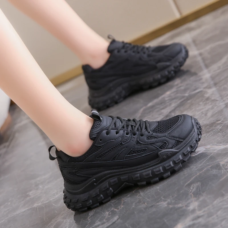 

Women Retro Tire Lace Up Non Slip Wear Resistant Flats Summer 2022 New Fashion Comfy Sole Mesh Breathable Sports Shose Zapatos