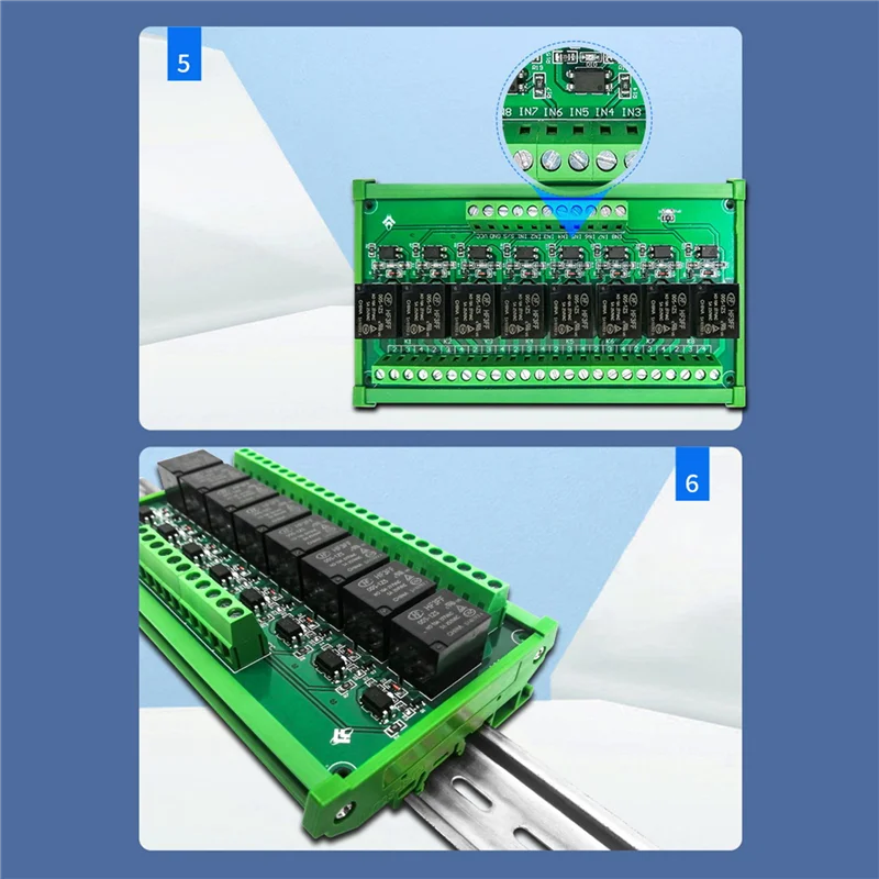 

8 Way 5V/12V/24V High and Low Level Optocoupler Isolation Relay Control Module Single-Chip PLC Amplifier Board