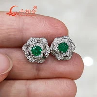 s925 silver flower green emerald red ruby blue sapphire white moissanite classic drop earring screw back jewelry woman