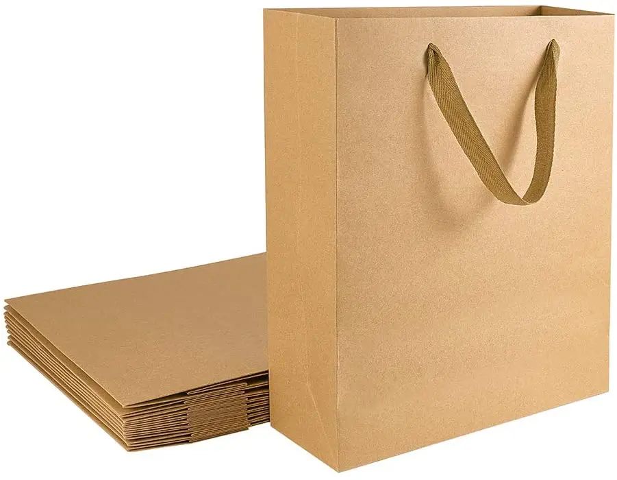 

NBEADS 10PCS Kraft Paper Gift Bags 11" x 12.9" x 3.9" Paper Bags with Handles Bulk Shopping Bags with Handles Merchandise Bag