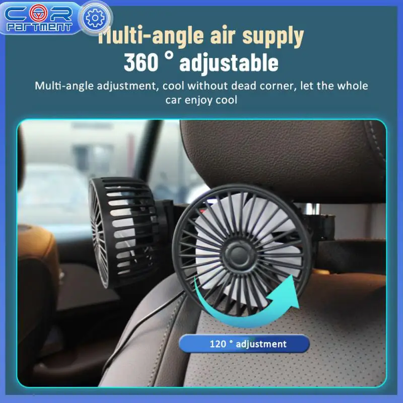 

Portable Car Fan Dual Head Universal Durable 360 Degree Rotation Car Suv Fan Car Fan Car Accessories Car Seat Back Powerful Fan