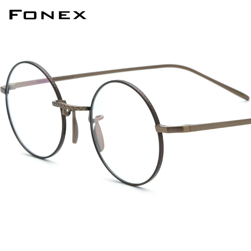 FONEX Pure Titanium Eyeglasses Frame Women Colorful Retro Round Prescription Glasses Vintage Myopia Optical Eyewear F85718