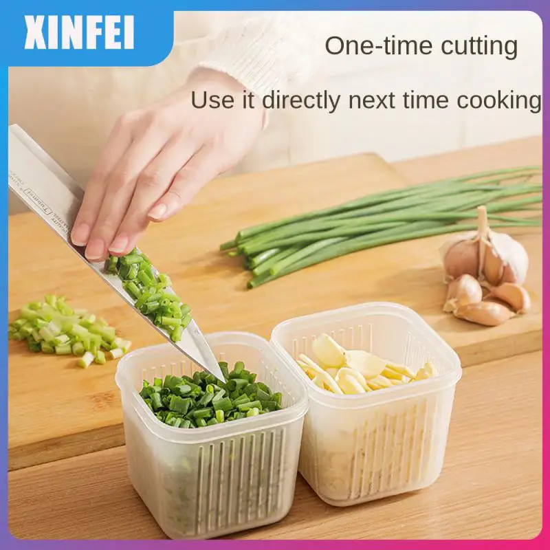 

Removable Ginger Garlic Onion Food Storage Container Kitchen Storage Containers Plastic Kitchen Drain Fresh-keeping Box With Lid