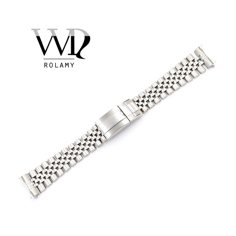 

Rolamy 19 20mm Watch Band Stainless Steel Hollow Curved End Screw Links Jubilee Bracelet For Rolex Submariner Datejust Seiko SKX