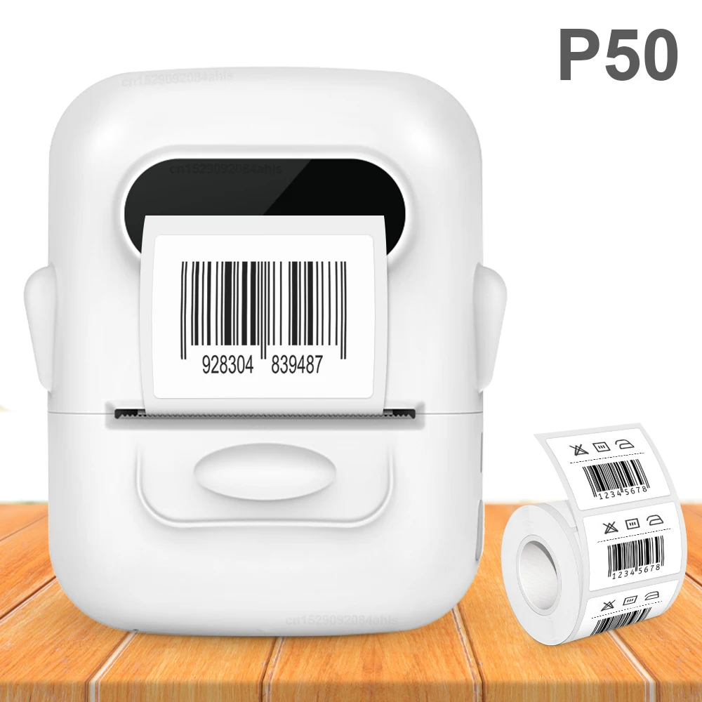

Портативный принтер для этикеток P50, беспроводной Bluetooth Термопринтер для этикеток, принтер для печати этикеток без чернил, DIY этикетки, наклейка со штрих-кодом Logo