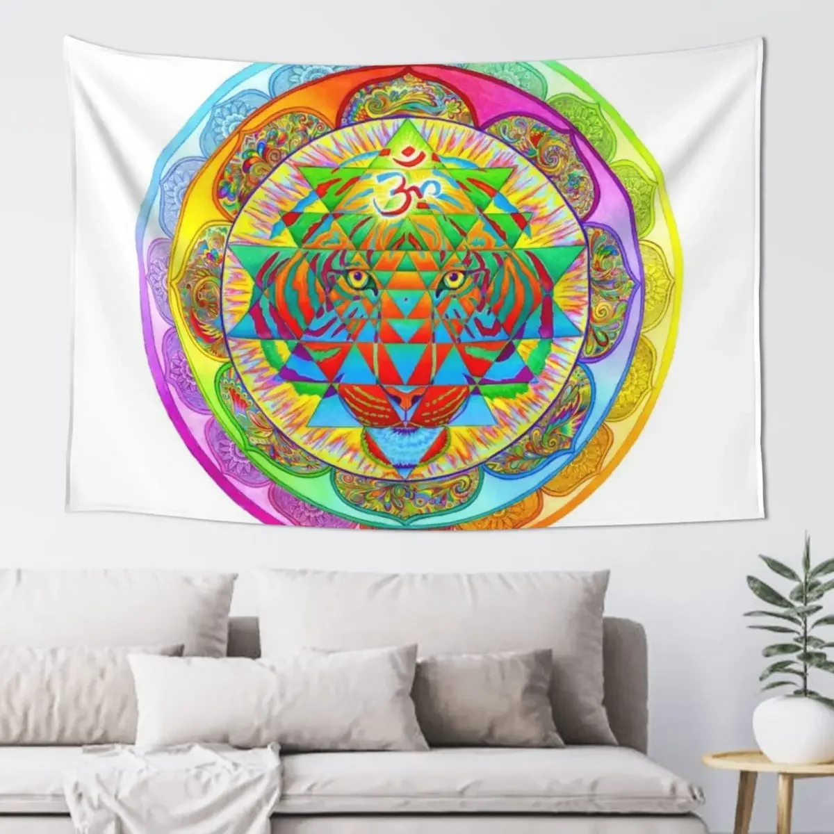 Внутренняя сила психоделический тигр Шри-Янтра триповая мандала гобелен