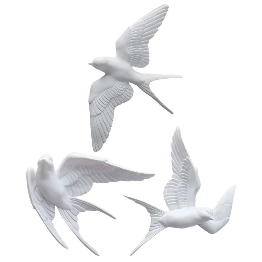 

3 Pcs Decorative Simulated Bird Model Ornament Simulation Decors White Resin 3d Norse Decor