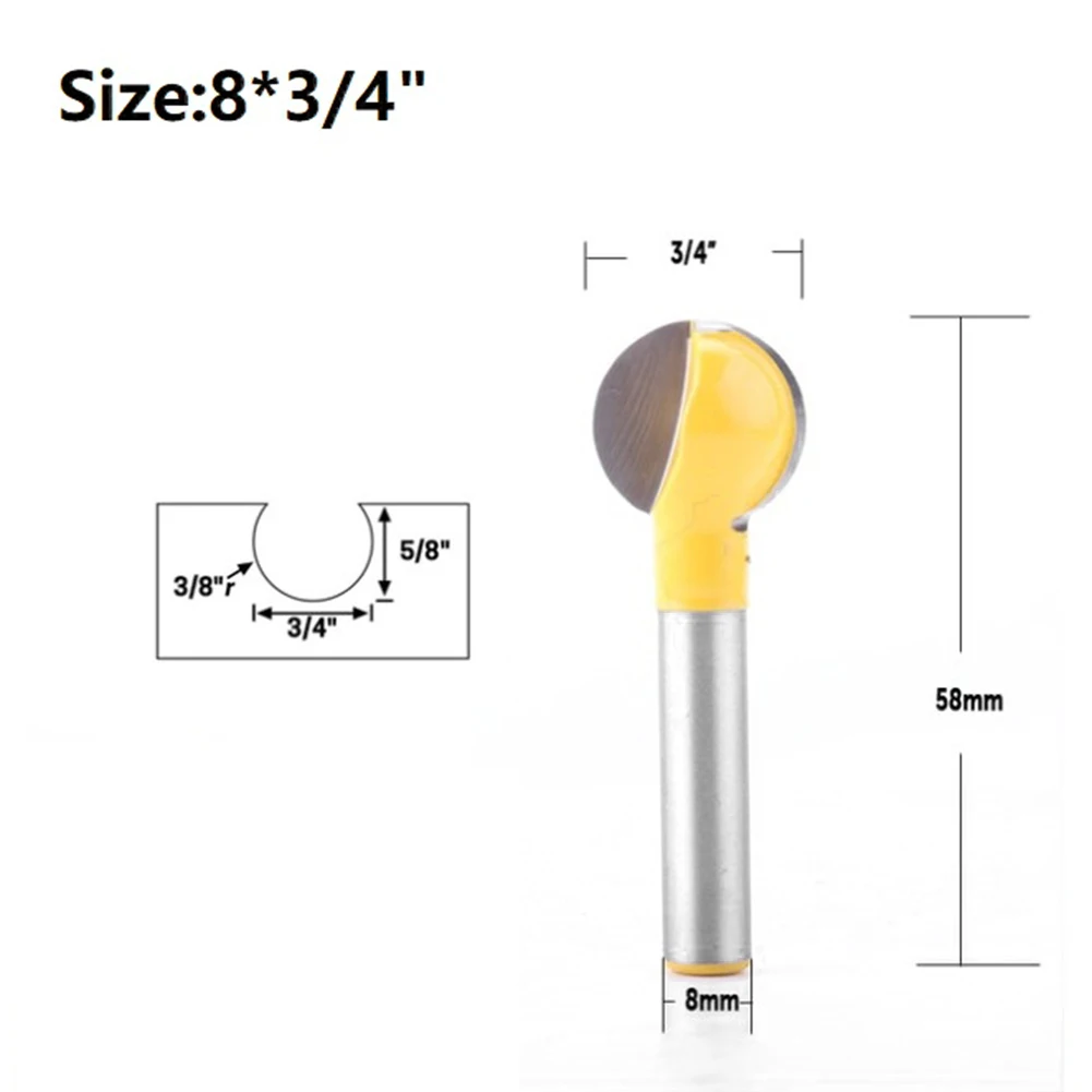 

1 Pcs Carving Router Bit W/ 8mm Shank Ball Nose Round Bit Cove Milling Bit Radius Core For Woodworking Tools Accessories