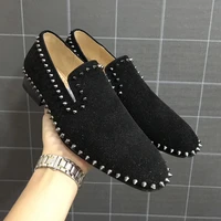 plus size rivet shoes slip on flats dress shoes black loafers summer red bottom casual shoes for men luxury wedding shoes