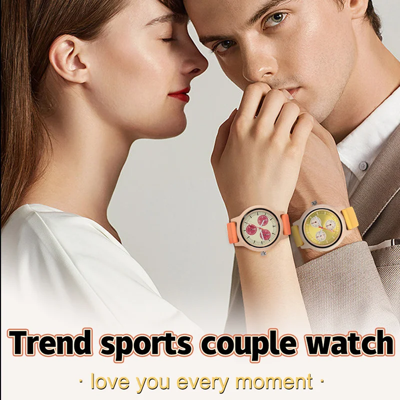 Wood Quartz Watch Fashion Simple Style Wristwatch Wooden Dial Silicone Strap Luminous Casual Couple Watches