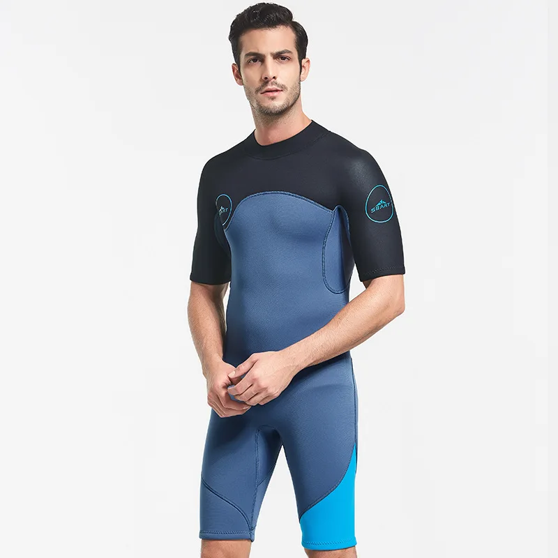 

2mm Shorty Wetsuit Mens Full Body Short Sleeve Diving Suit Neoprene Back Zip Wetsuits for Snorkeling Surfing Swimming One Piece