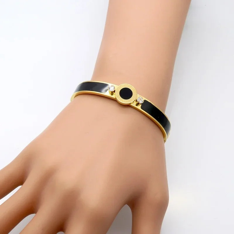 Новый браслет из нержавеющей стали с римскими цифрами и кристаллами для женщин