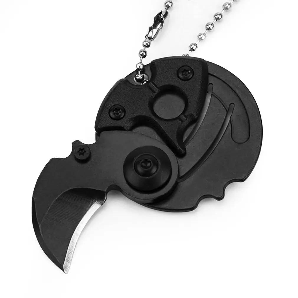 

Black Folding Knife Key Gadget Coin Shape Screwdriver Multifunctional Outdoor Tool Pocket Mini Fold Knifes