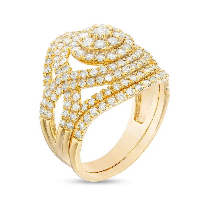 

HOYON 18K Gold Color Deluxe Full Diamond AAA Grade Zircon Ring for Women's Party Wedding Jewelry Gift Box for Girlfriends