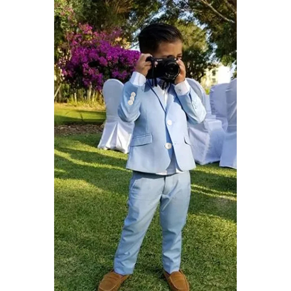 

Boys Suit 2 Piece Summer Wedding Page Boy Kids Clothes Jacket Pants Set Single Breasted Notched Lapel Tuxedo Full Child Suits
