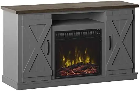 

Stand for TVs up to 55" Fireplace, Antique Gray