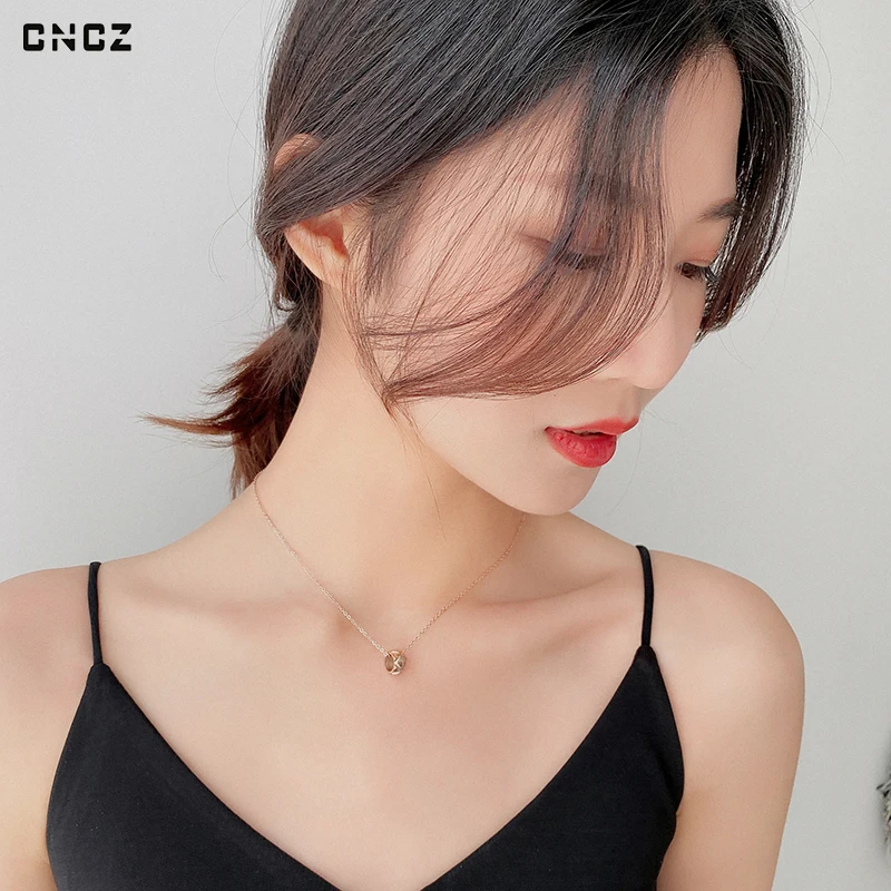CNCZ Lucky Charm Pendant New Necklace Summer Fashion Light Luxury Trend Stripe Transit Ring Clavicle Women Chain Neck Jewelry