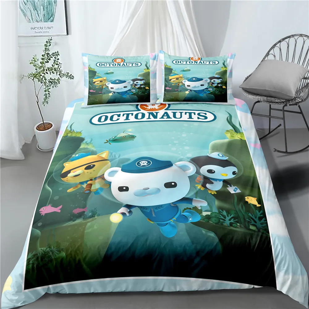 

The Octonauts Cartoon 3D Bedding Set Duvet Cover Pillowcases Polyester Quilt Cover For Kids Single Double Twin Queen King