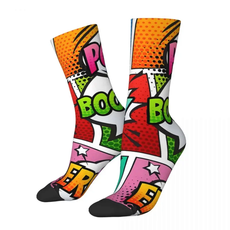 

Hip Hop Retro Pop Art Panels Crazy Men'S Socks Unisex Comic Book Lover Street Style Pattern Printed Crew Sock