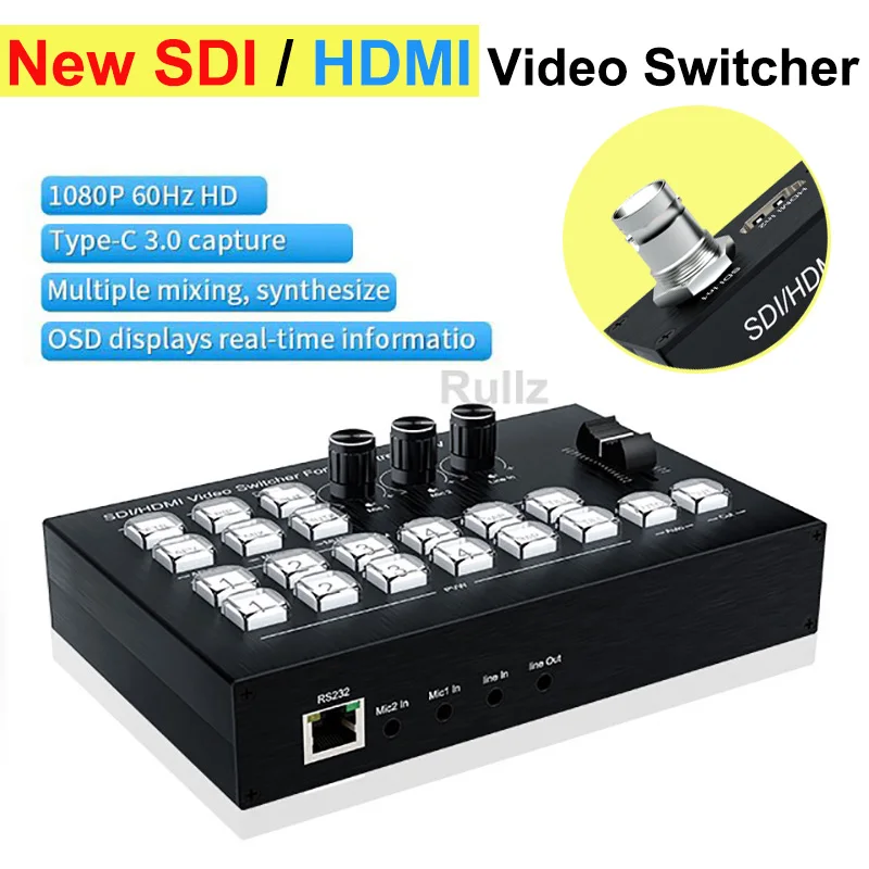1080p60 SDI HDMI видеопереключатель мультикамера станция потоковой передачи в реальном