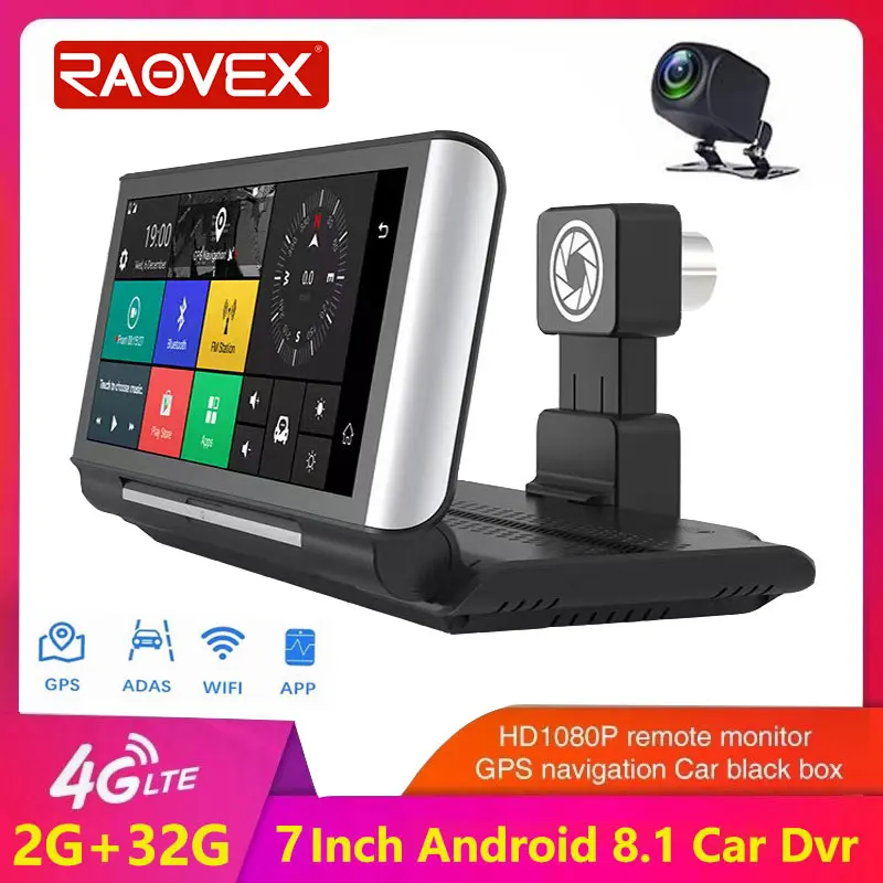 

7 Inch Car DVR Navigator Dual Lens GPS Wifi Bluetooth ADAS Auto Reverse Image 1G/16G Android 5.1 Video Recorder Camera FHD