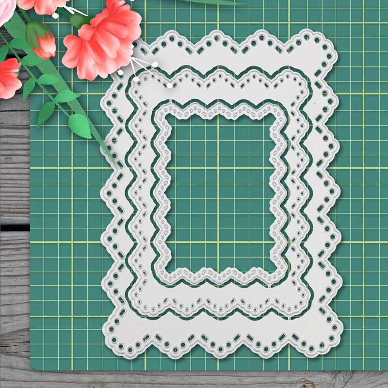 Базовая кружевная многослойная рамка crazylow, металлические Вырубные штампы для скрапбукинга, вырубные бумажные карты, рельефное декоративное ремесло