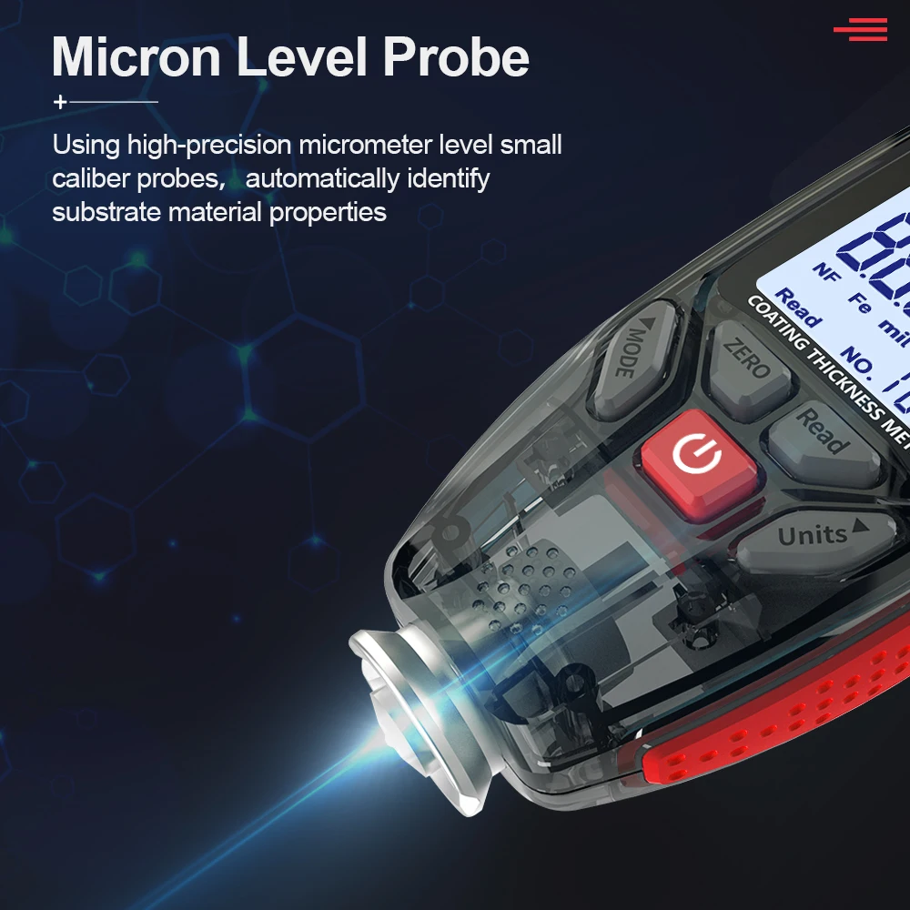 GVDA цифровой измеритель толщины покрытия Fe и NFe тестер с подсветкой дисплей