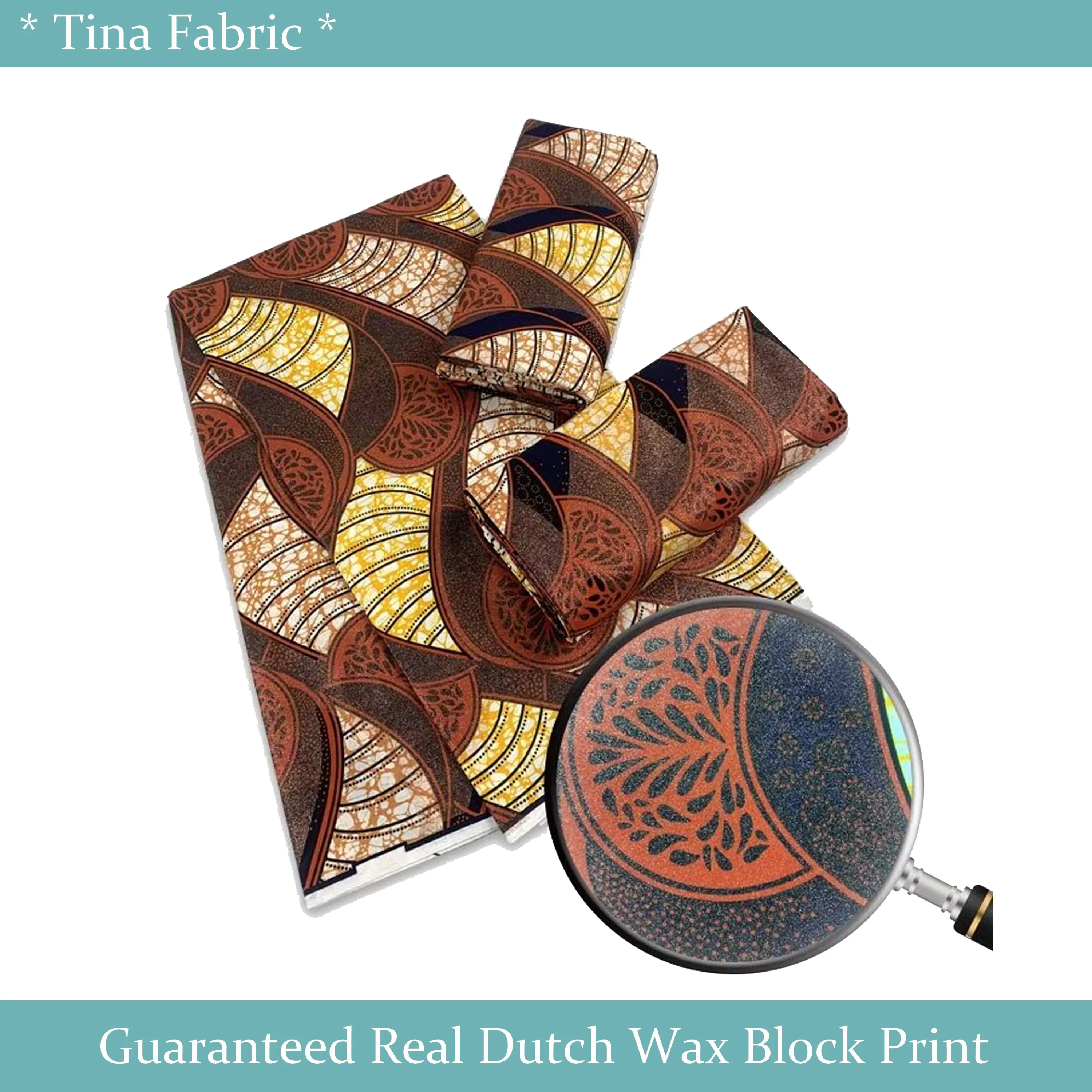 

100%High Quality Ankara Dutch Batik Fabric 6 Yards Grand Super Golden African Wax Prints Cotton Fabric For Dress Sewing GP-0828
