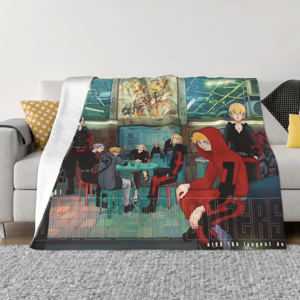 

Tokyo Revengers Mikey Draken Flannel Blankets Takemichi Hanagaki Throw Blanket for Sofa Bedding Lounge 150*125cm Rug Piece