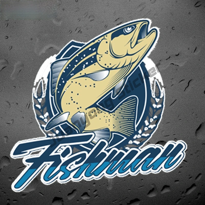 

Fishman Fishing Art Pattern Cartoon Creativity Window Car Sticker Coloful Decals Motorcycle Accessories Sticker PVC12x12cm