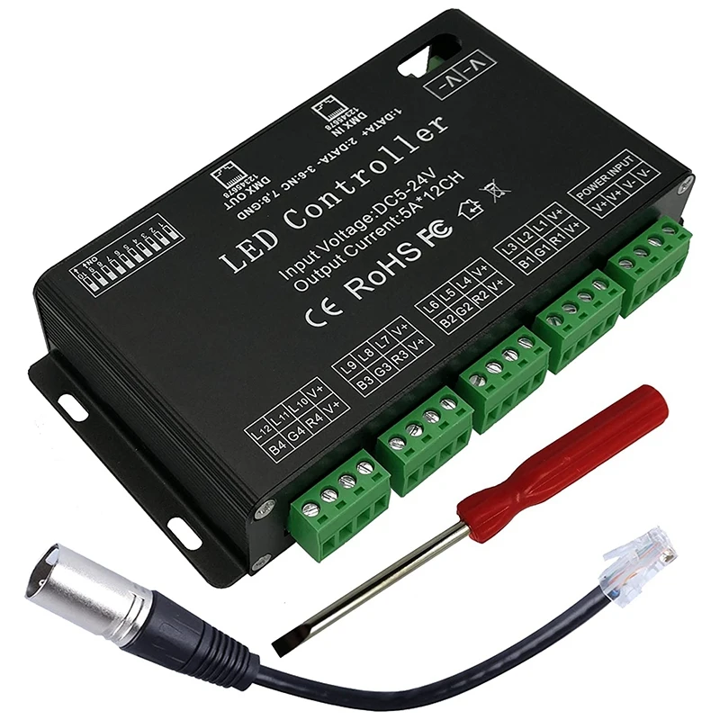 

12-канальный декодер DMX, RGB светодиодный контроллер 60A PWM DMX512, диммер для RGB светодиодный Ной ленты и светодиодного Модуля Освещения