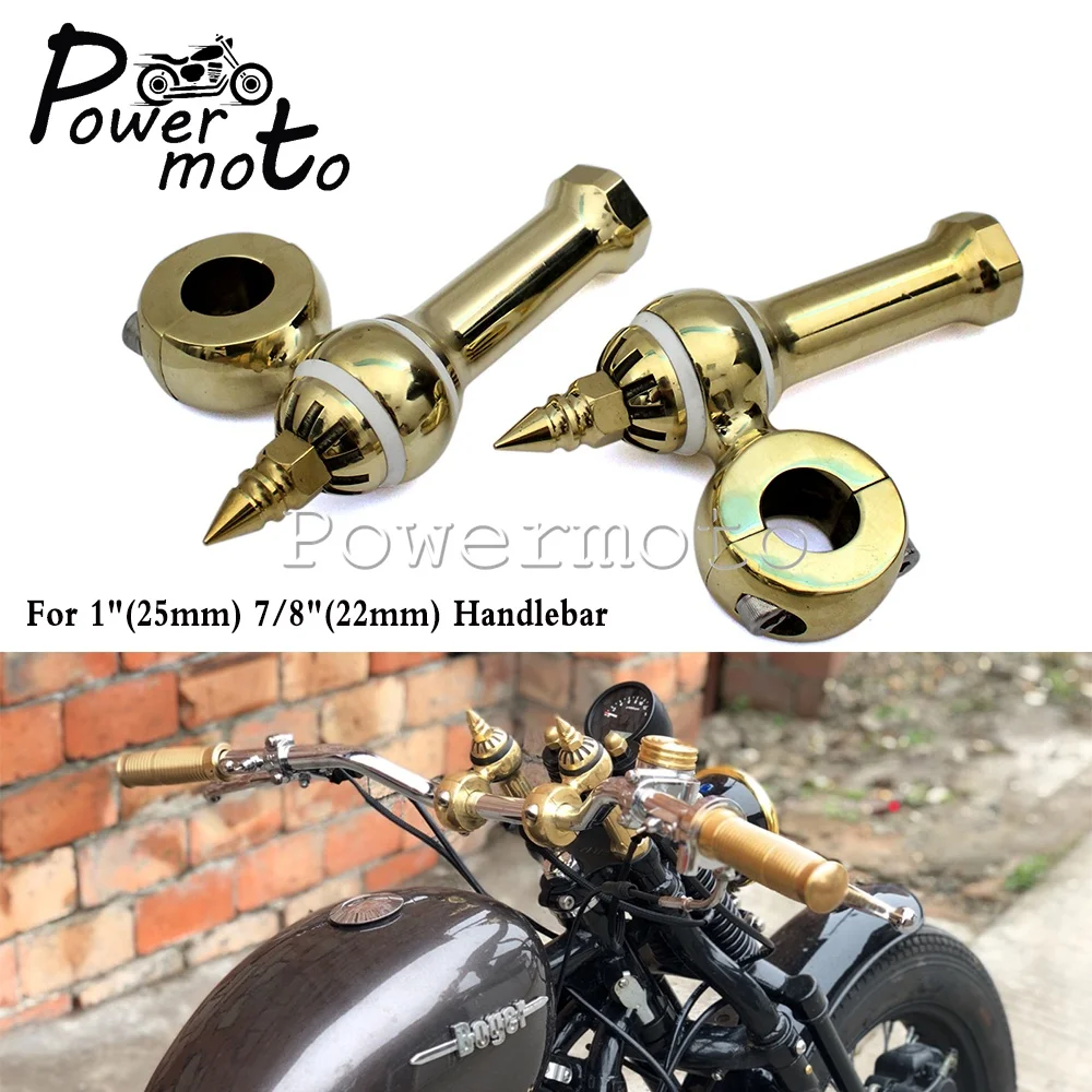 

Universal Brass 22/25mm Rise Handlebar Risers 1" 7/8" Handlebar Clamps For Harley Dyna Bobber Chopper Handle Bars Risers Custom