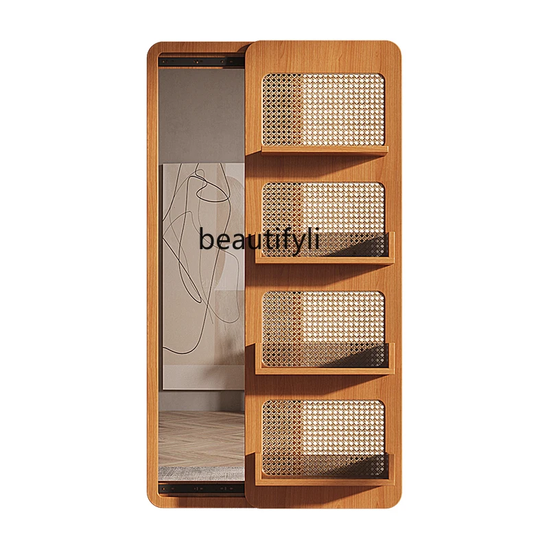 

yj Japanese Wall Decoration Full-Length Mirror Multi-Functional Creative Dressing Mirror Cosmetic Mirror Storage Mirror