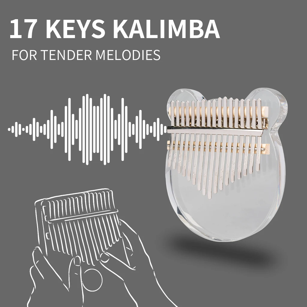 Mugig 17 Keys Thumb Piano With Eva Bag Crystal Kalimba Acrylic Mbira Finger Piano Gifts For Kids Adult Beginners W/Tuning Hammer