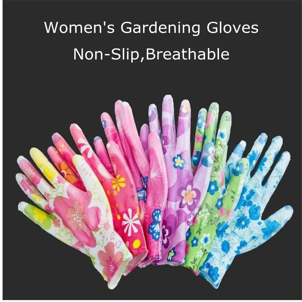 

1 Pair Garden Gloves Floral Gardening Gloves Women Non-Slip Working Gloves with Palm-Coated for Yard Cleaning Planting Working