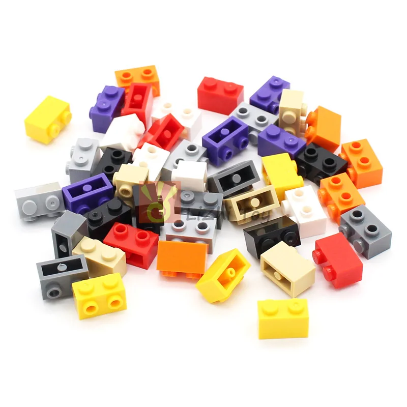 50PCS Compatible 11211 Brick Modified 1x2 with Studs on Side DIY Assembles Brick Building Blocks Bulk Model City Classic Toys