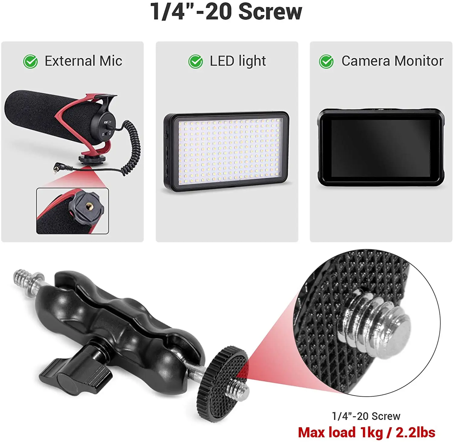 Универсальная шаровая Головка SmallRig Magic Arm с зажимом краба двойной шаровой адаптер