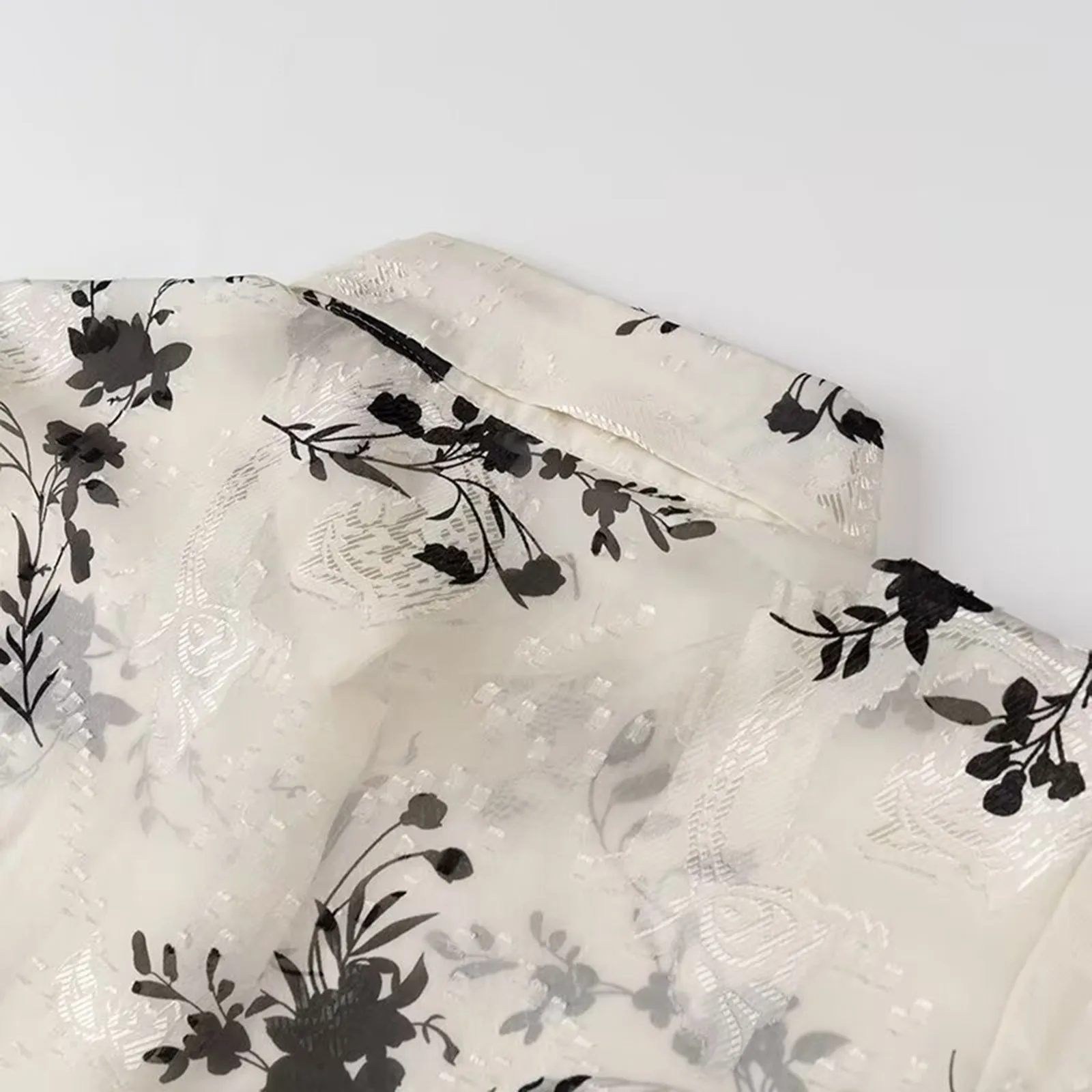 Женская модная жаккардовая Свободная рубашка с отложным воротником