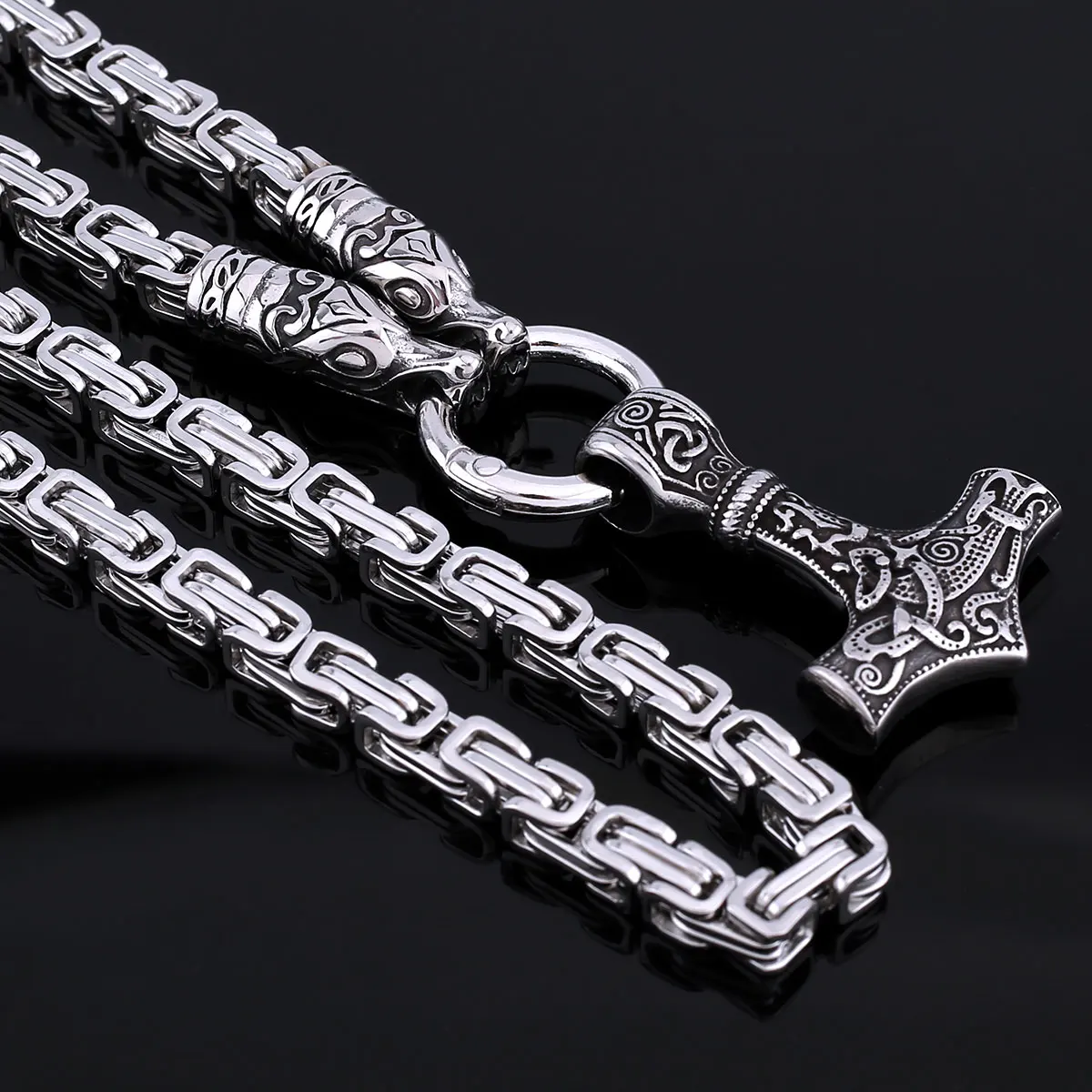 Оригинальное ожерелье из нержавеющей стали с изображением животных викингов