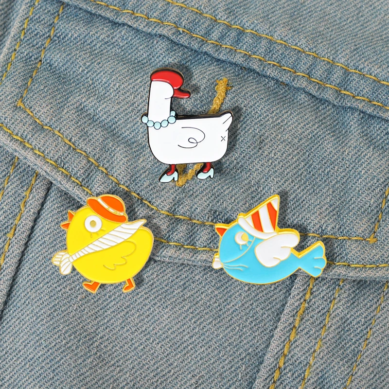 

Creative Cartoon Animal Enamel Pin Fashion Chicken Duck Fish Brooch Shirt Denim Suit Badge Wild Clothing Accessories for Friend